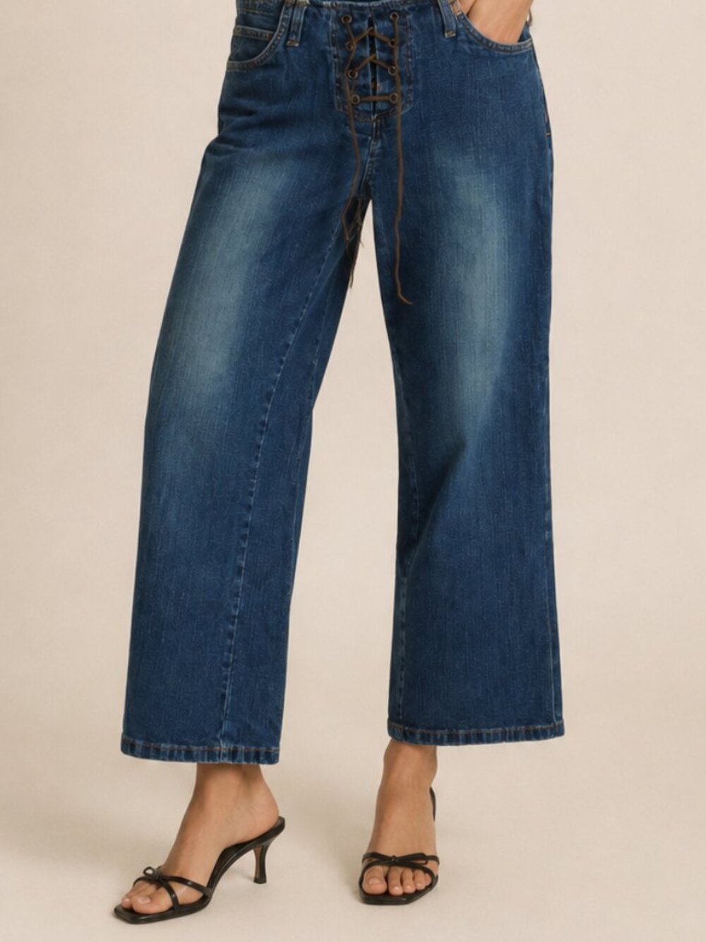 Vintage 90s Y2K Bill Blass Lace Up Fly Jeans Sz 6